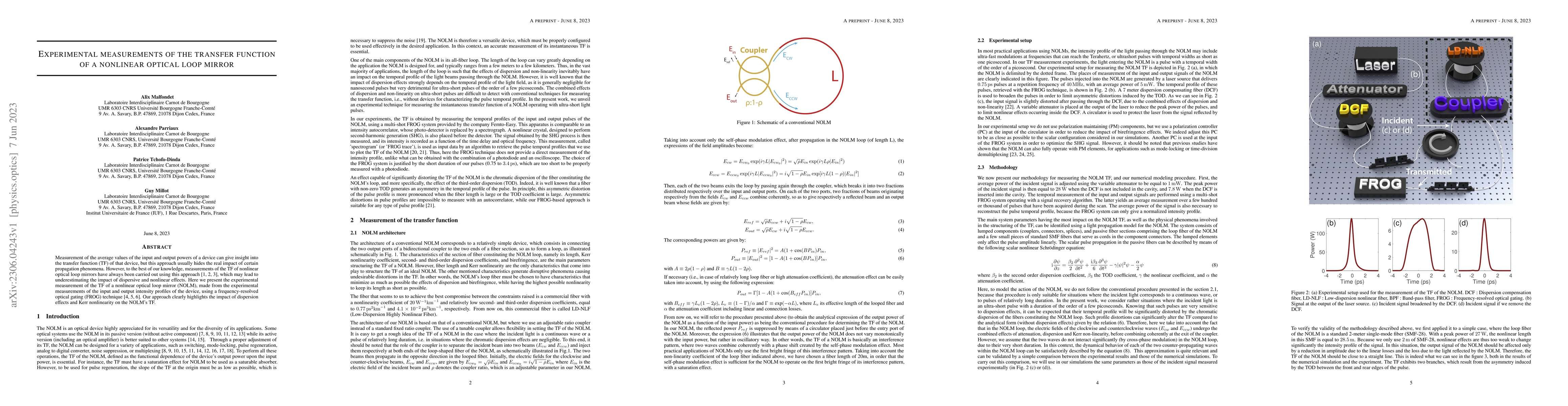 Thumbnail for Experimental measurements of the transfer function of a nonlinear
  optical loop mirror