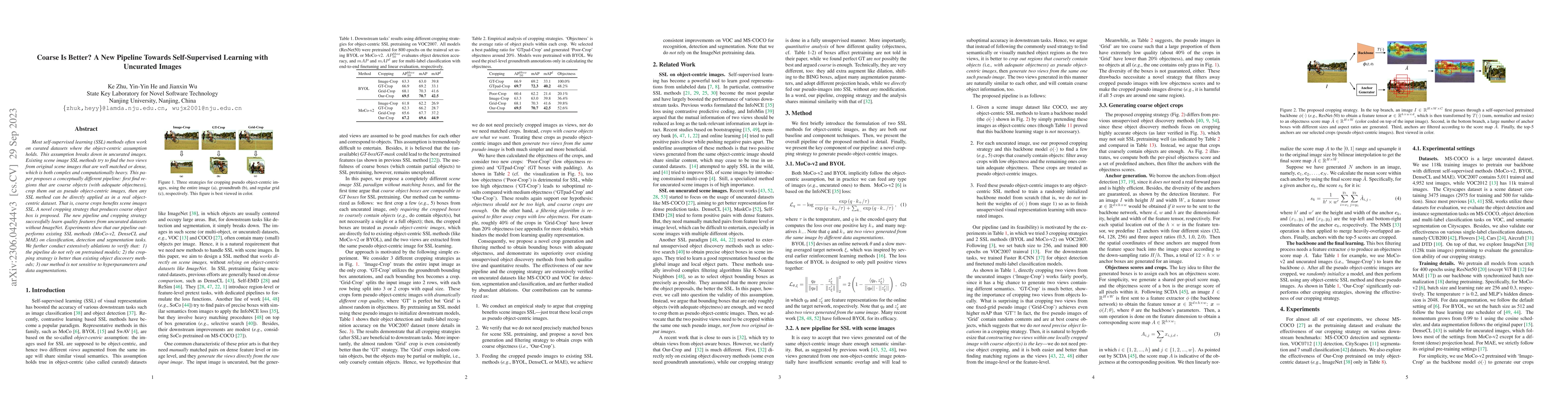 Thumbnail for Coarse Is Better? A New Pipeline Towards Self-Supervised Learning with
  Uncurated Images