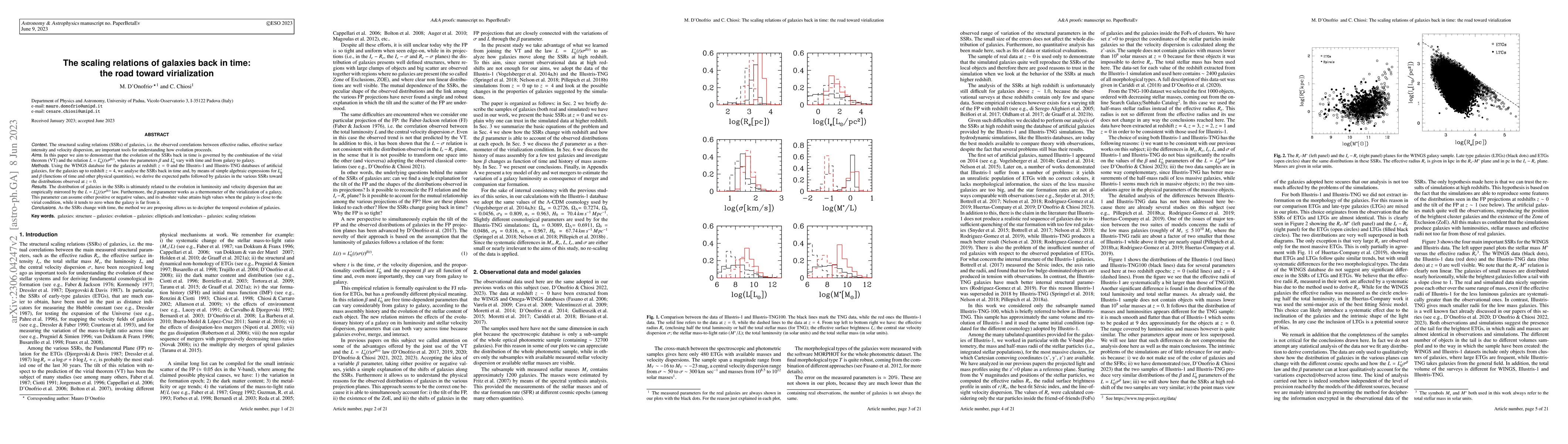 Thumbnail for The scaling relations of galaxies back in time: the road toward
  virialization