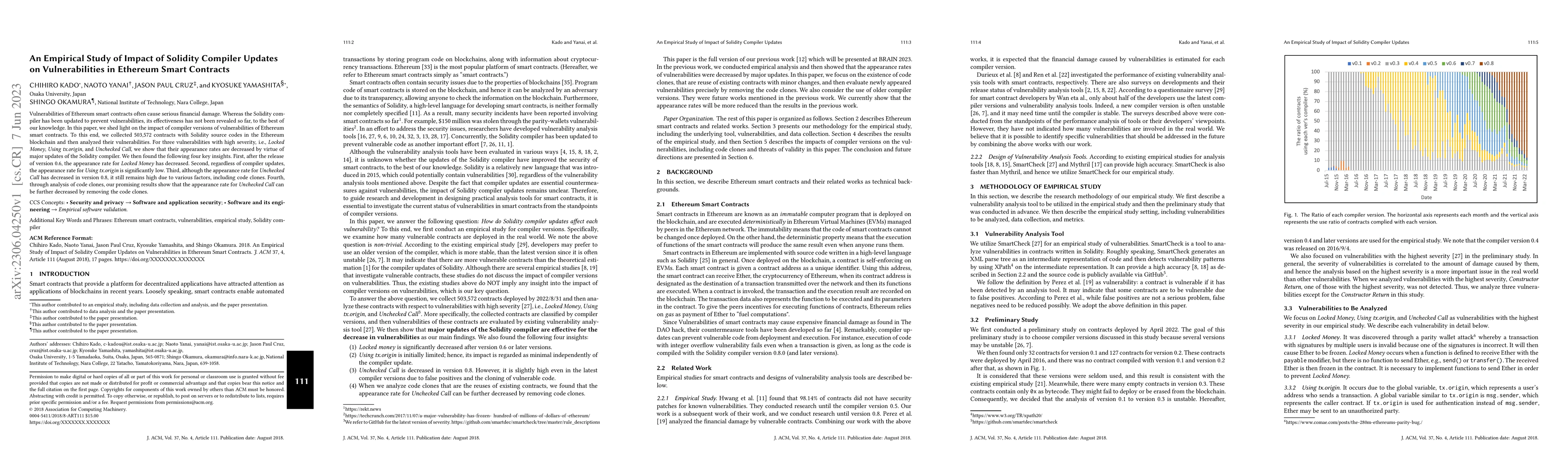 Thumbnail for An Empirical Study of Impact of Solidity Compiler Updates on
  Vulnerabilities in Ethereum Smart Contracts