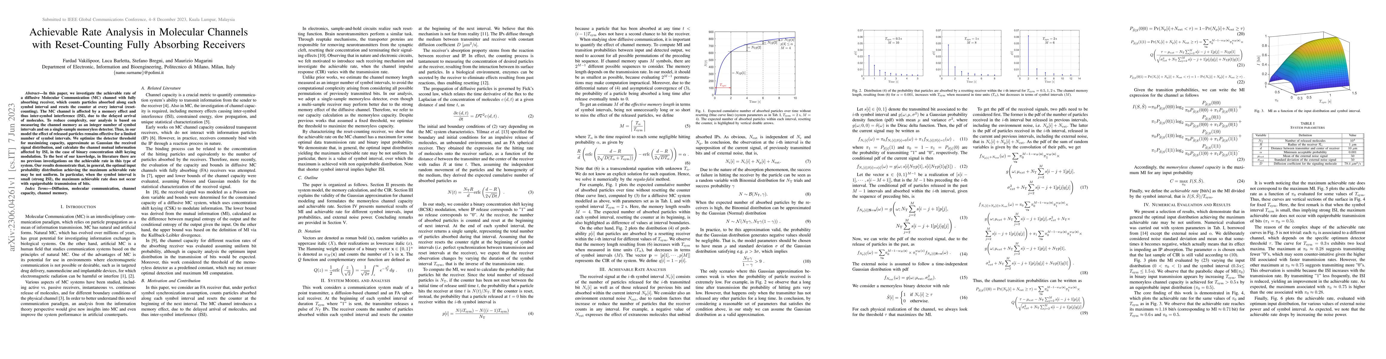 Thumbnail for Achievable Rate Analysis in Molecular Channels with Reset-Counting Fully
  Absorbing Receivers
