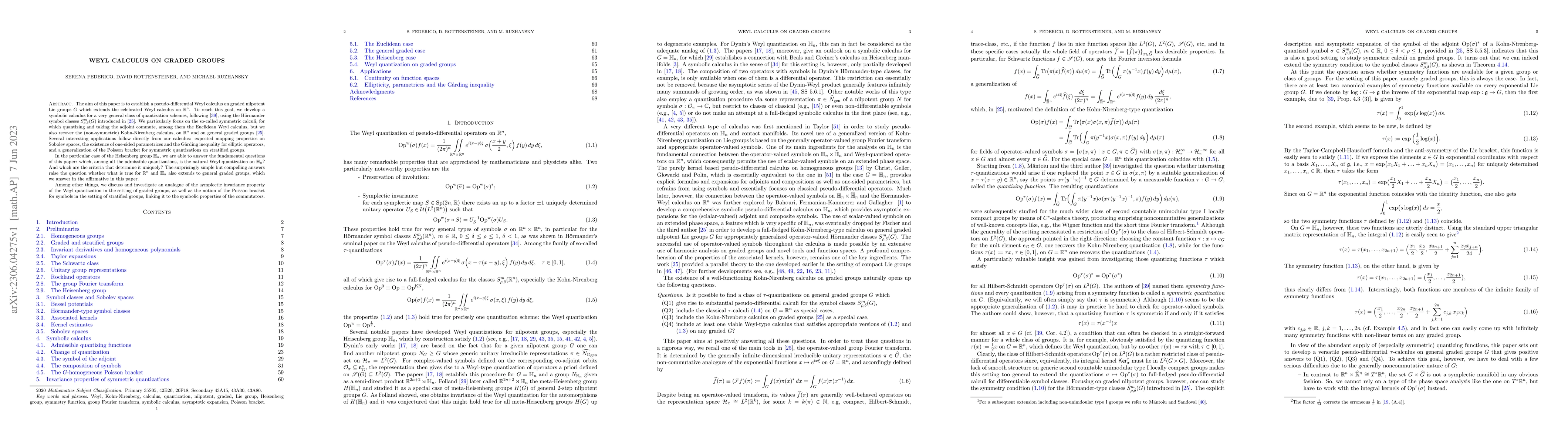 Thumbnail for Weyl Calculus on Graded Groups
