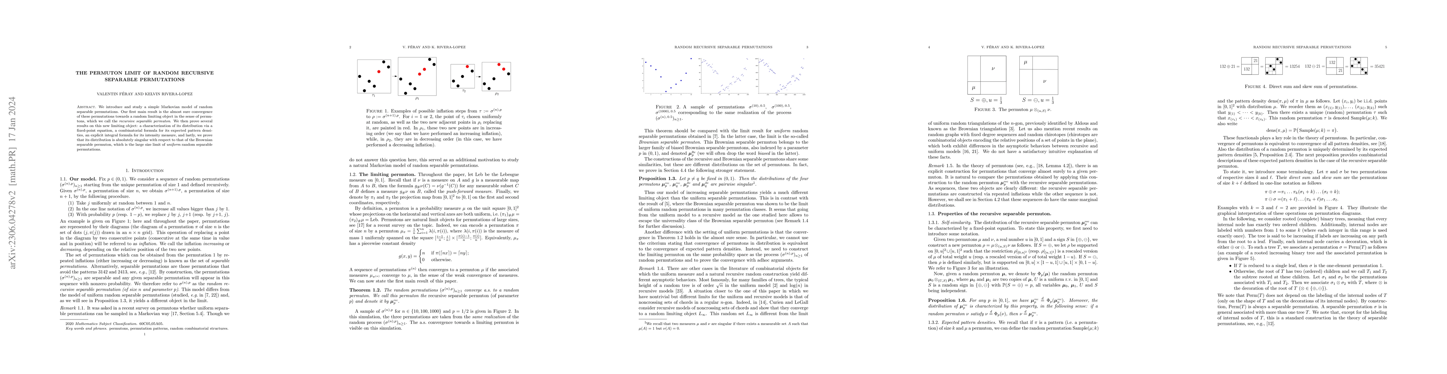 Thumbnail for The permuton limit of random recursive separable permutations