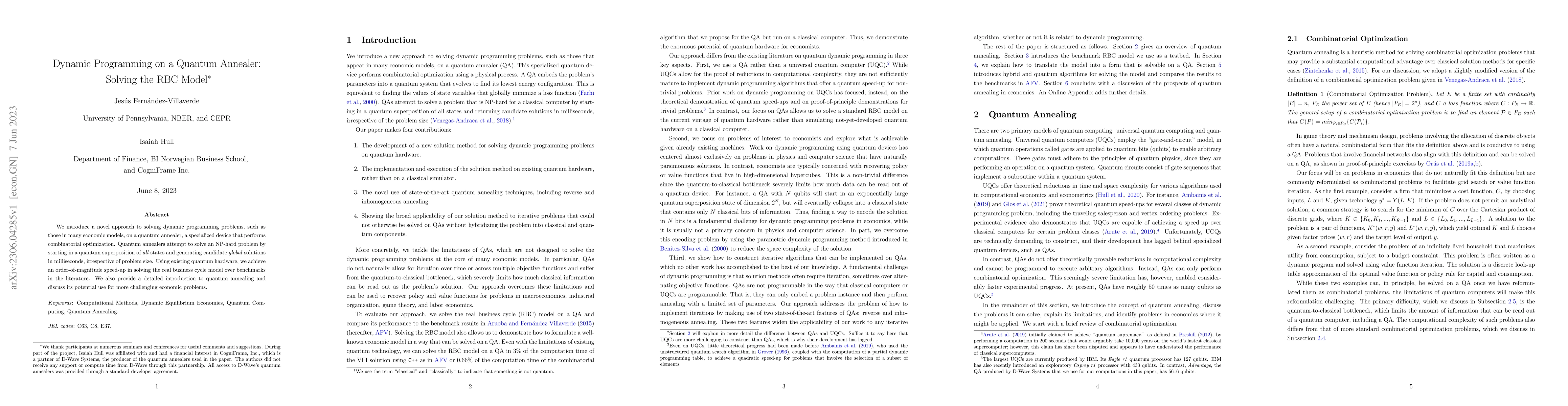 Thumbnail for Dynamic Programming on a Quantum Annealer: Solving the RBC Model