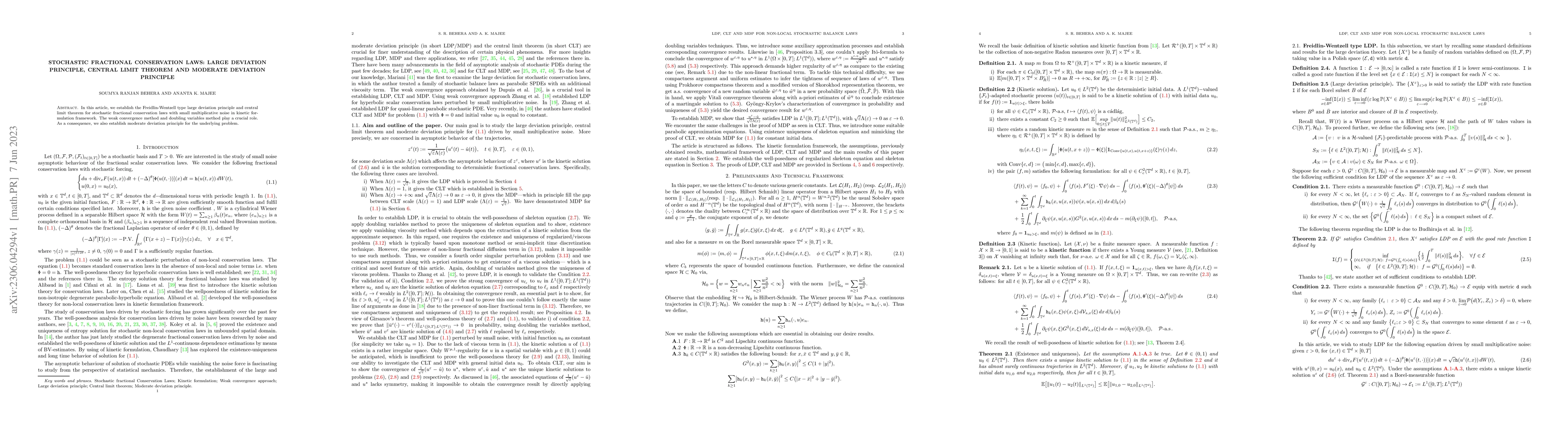 Thumbnail for Stochastic Fractional Conservation Laws: Large deviation principle,
  Central limit theorem and Moderate deviation principle