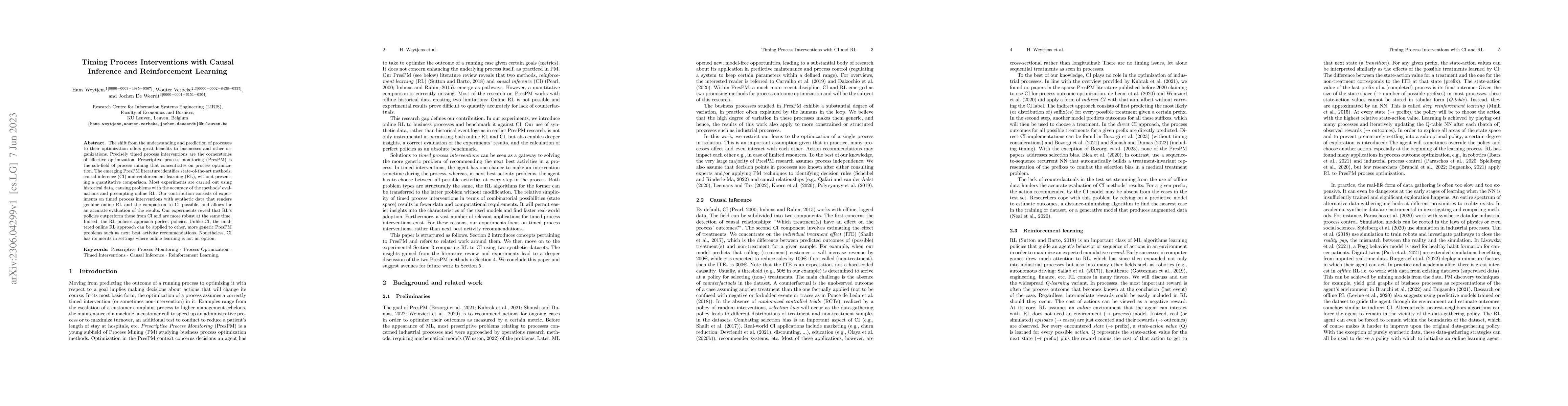 Thumbnail for Timing Process Interventions with Causal Inference and Reinforcement
  Learning