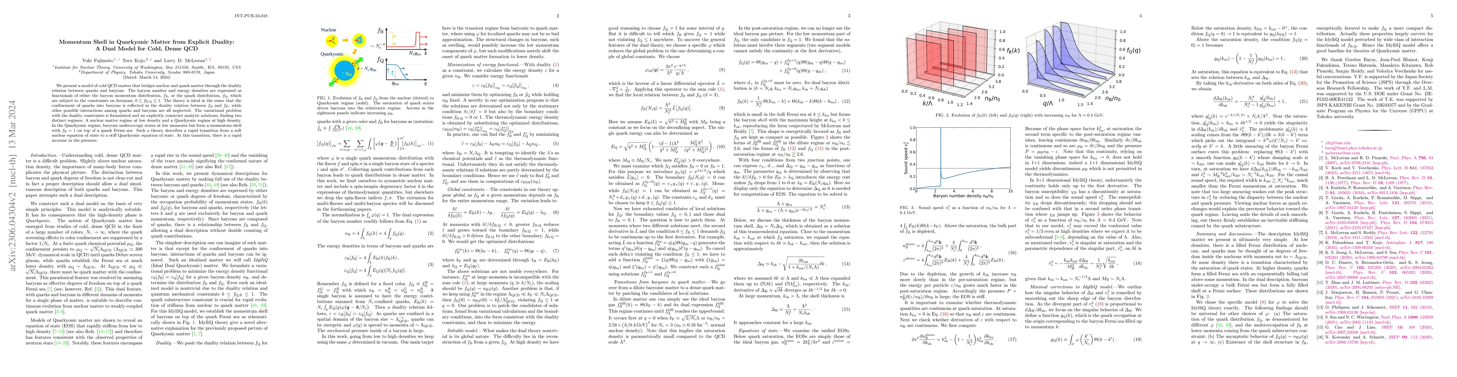 Thumbnail for Momentum Shell in Quarkyonic Matter from Explicit Duality: A Dual Model
  for Cold, Dense QCD