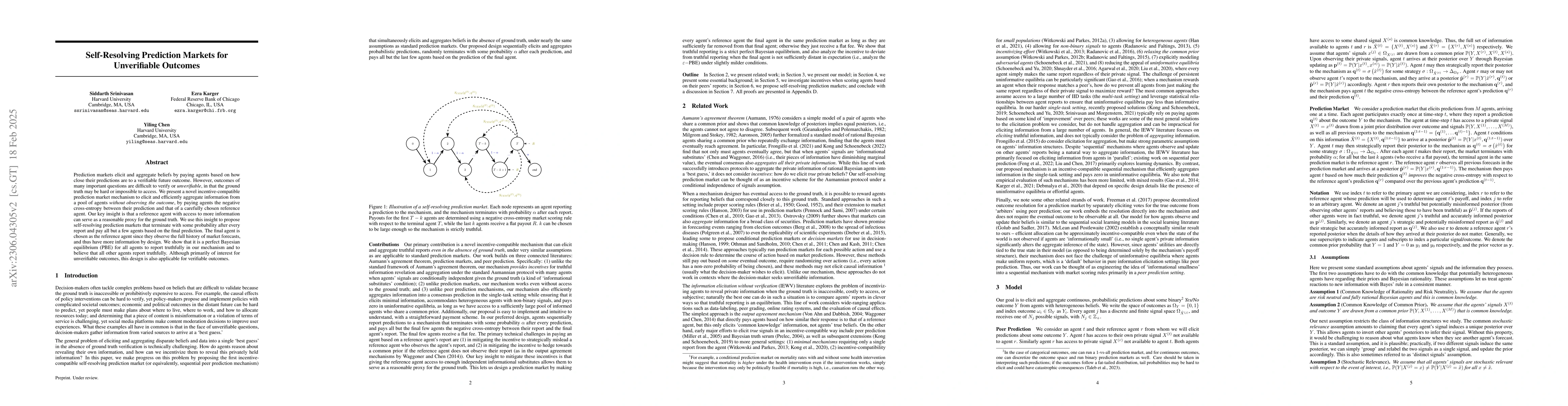 Thumbnail for Self-Resolving Prediction Markets for Unverifiable Outcomes