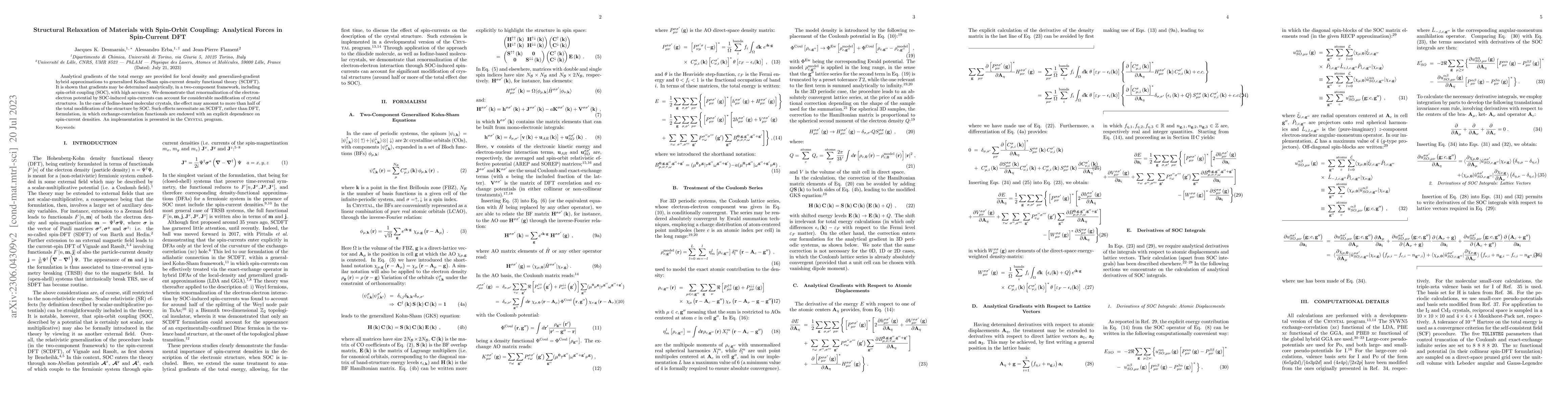 Thumbnail for Structural Relaxation of Materials with Spin-Orbit Coupling: Analytical
  Forces in Spin-Current DFT