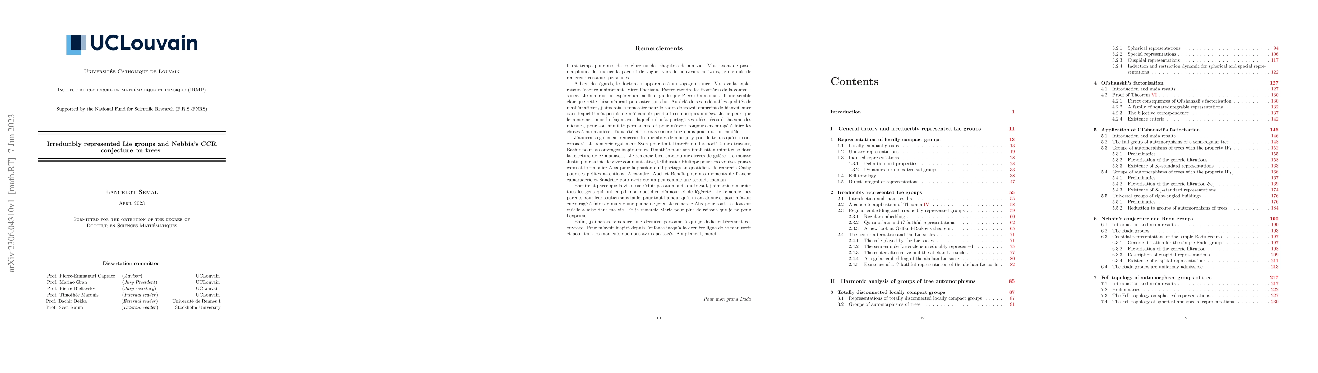 Thumbnail for Irreducibly represented Lie groups and Nebbia's CCR conjecture on trees