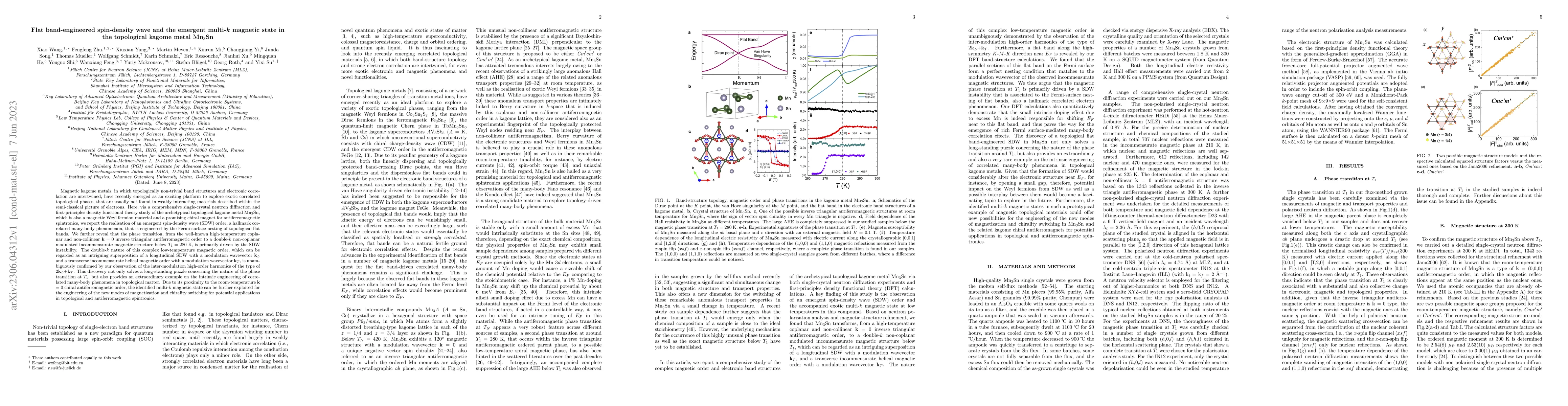 Thumbnail for Flat band-engineered spin-density wave and the emergent multi-$k$
  magnetic state in the topological kagome metal Mn$_{3}$Sn