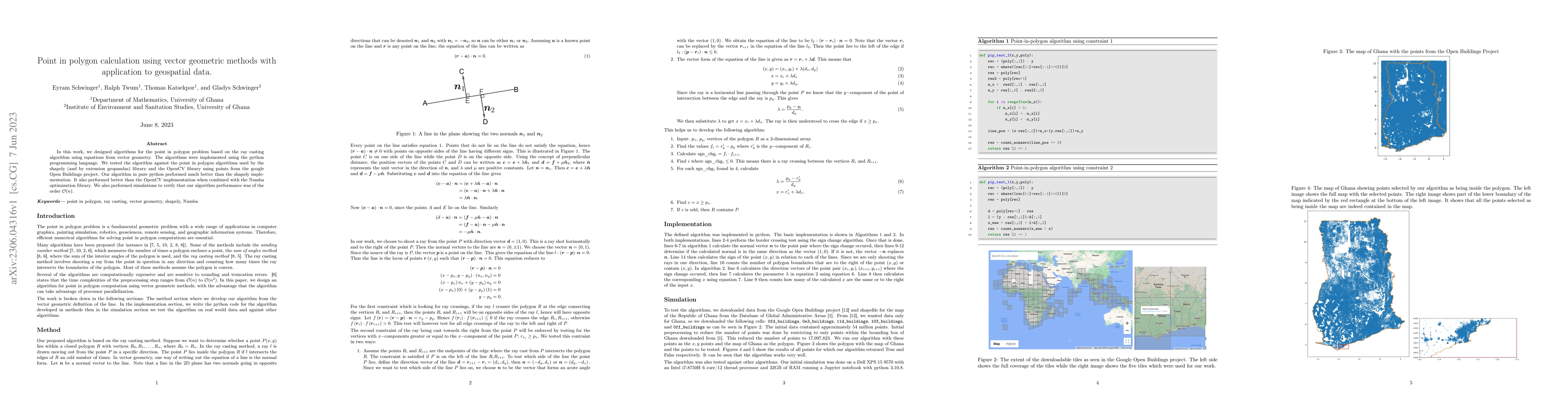 Thumbnail for Point in polygon calculation using vector geometric methods with
  application to geospatial data