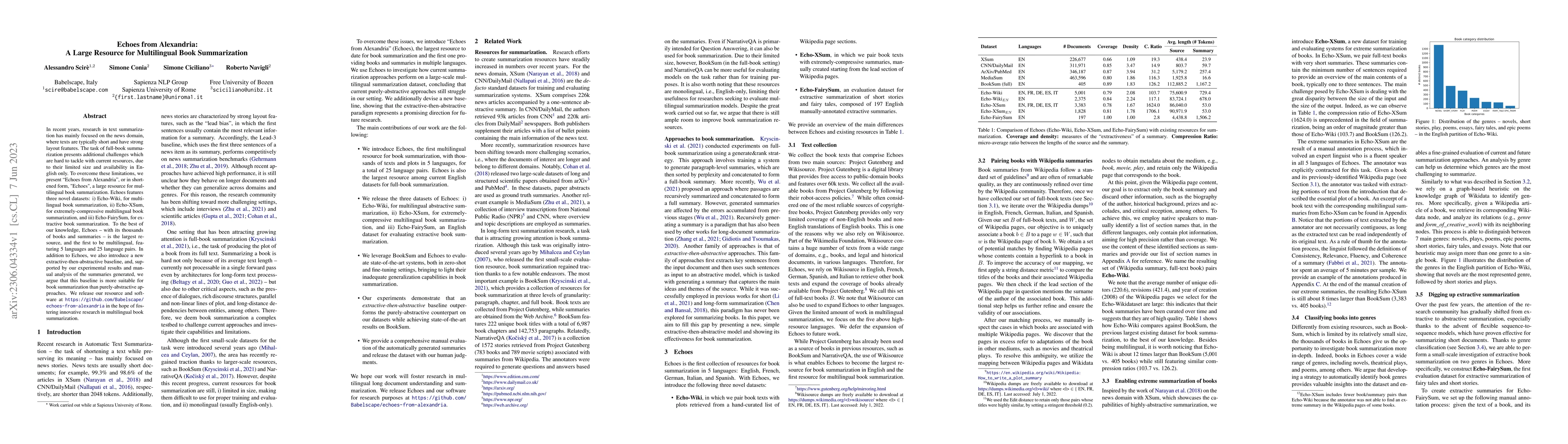 Thumbnail for Echoes from Alexandria: A Large Resource for Multilingual Book
  Summarization