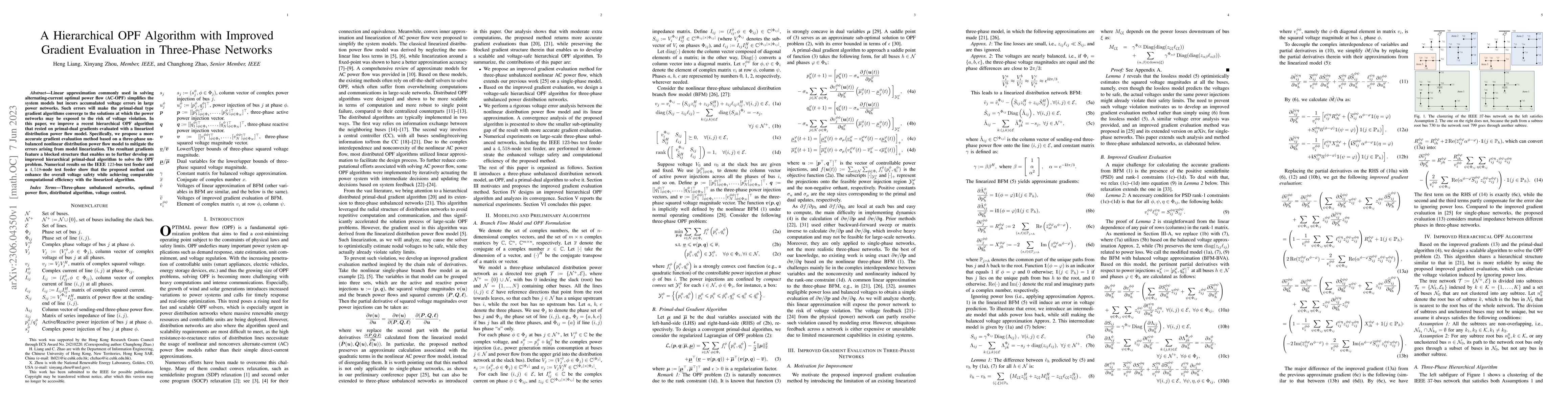 Thumbnail for A Hierarchical OPF Algorithm with Improved Gradient Evaluation in
  Three-Phase Networks