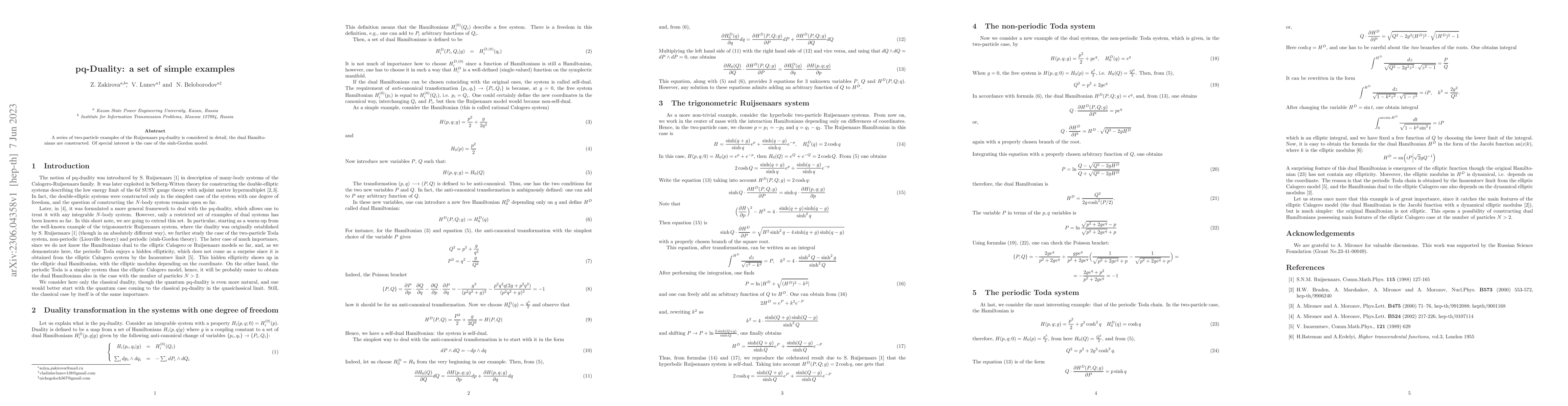Thumbnail for pq-Duality: a set of simple examples