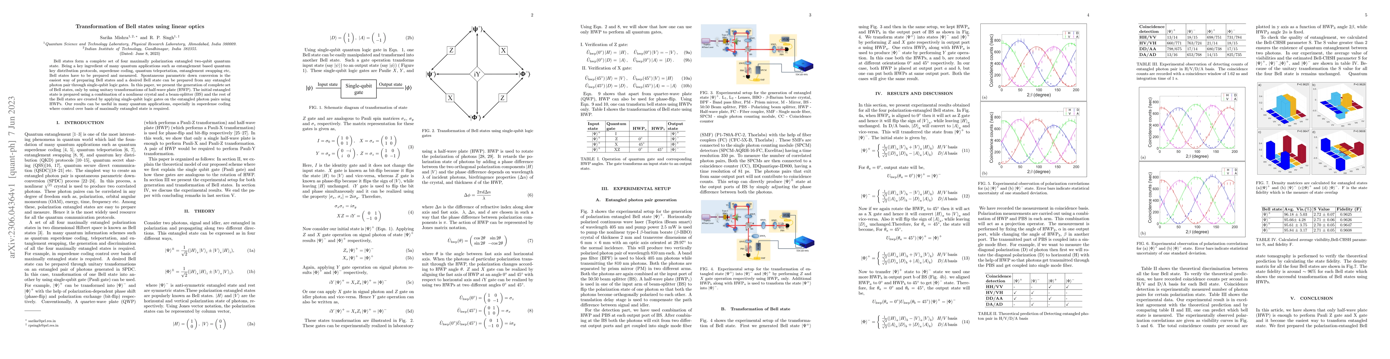 Thumbnail for Transformation of Bell states using linear optics