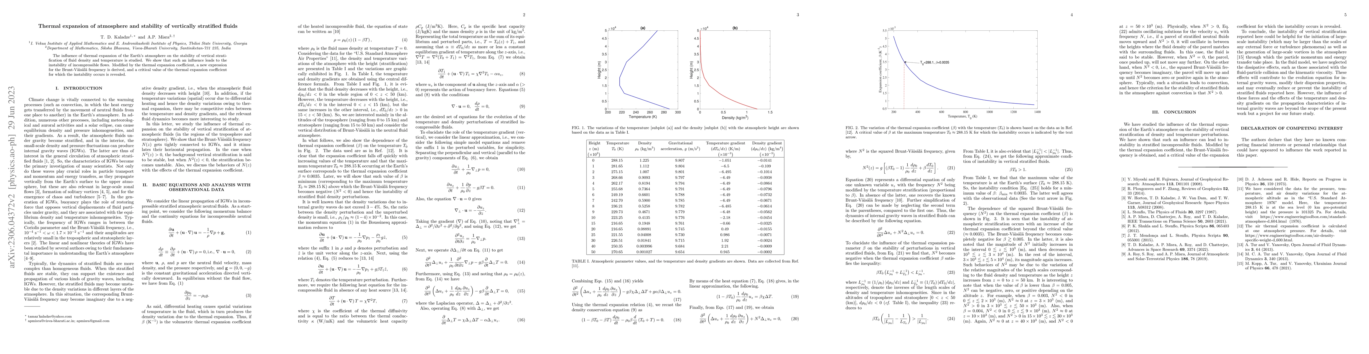 Thumbnail for Thermal expansion of atmosphere and stability of vertically stratified
  fluids