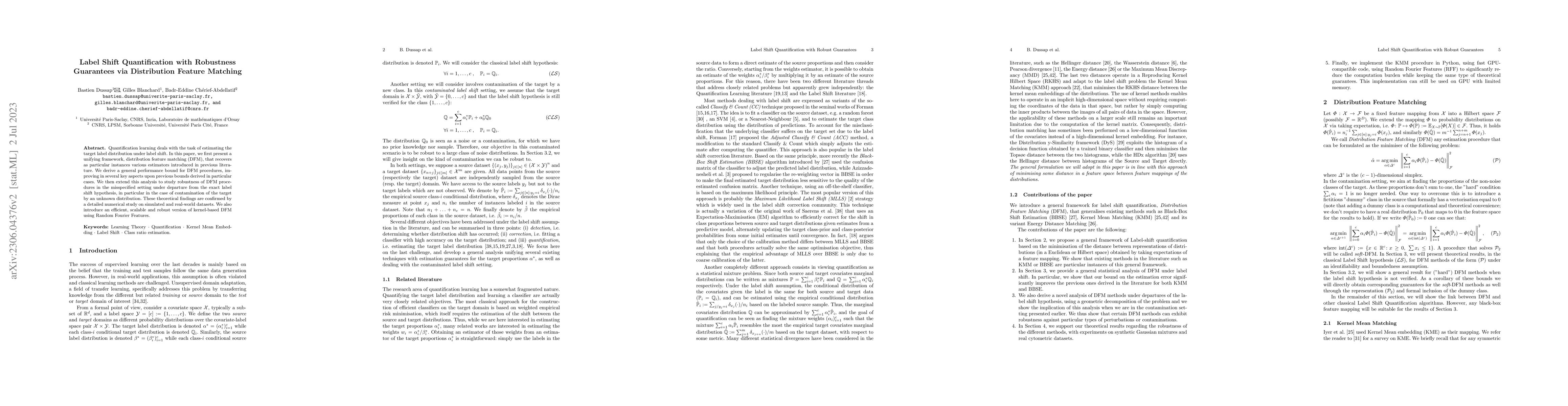 Thumbnail for Label Shift Quantification with Robustness Guarantees via Distribution
  Feature Matching