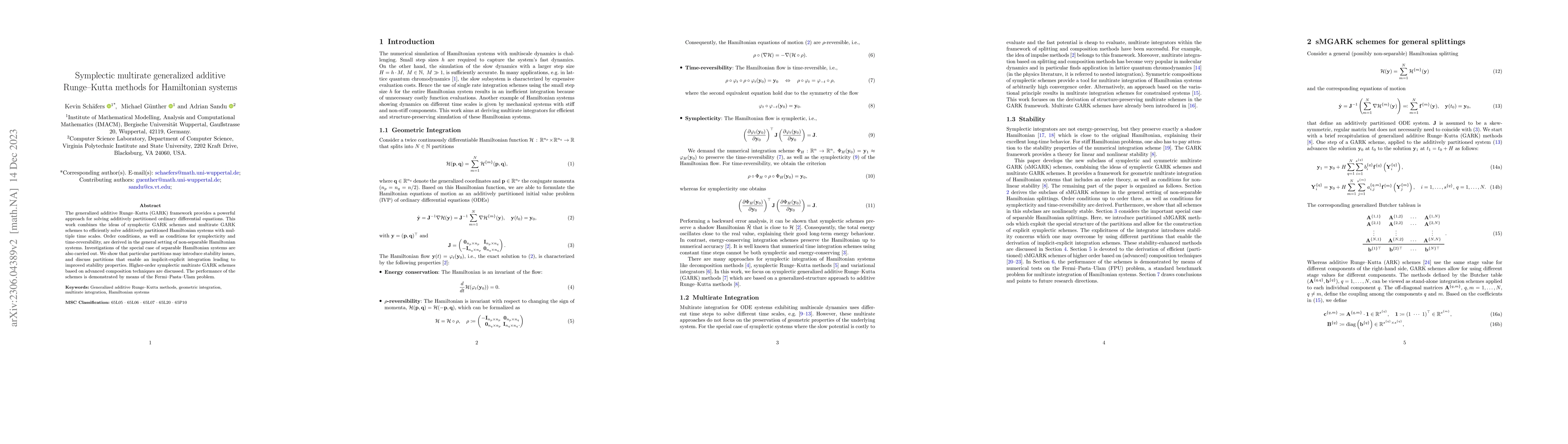 Thumbnail for Symplectic multirate generalized additive Runge-Kutta methods for
  Hamiltonian systems