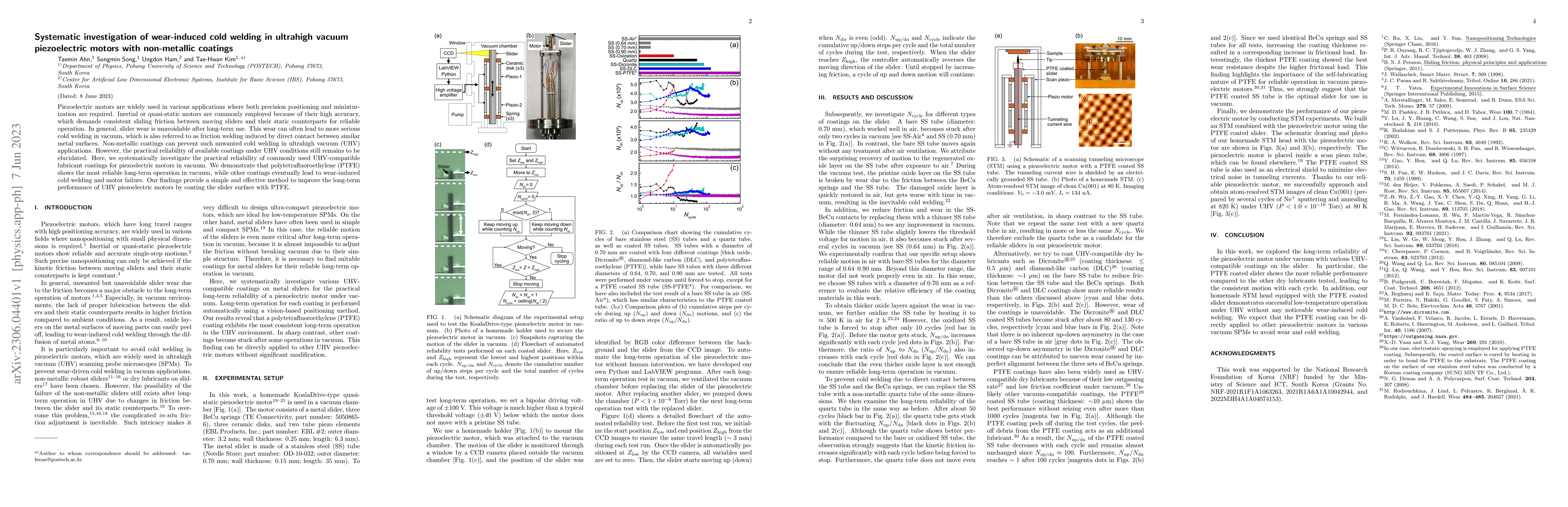 Thumbnail for Systematic investigation of wear-induced cold welding in ultrahigh
  vacuum piezoelectric motors with non-metallic coatings