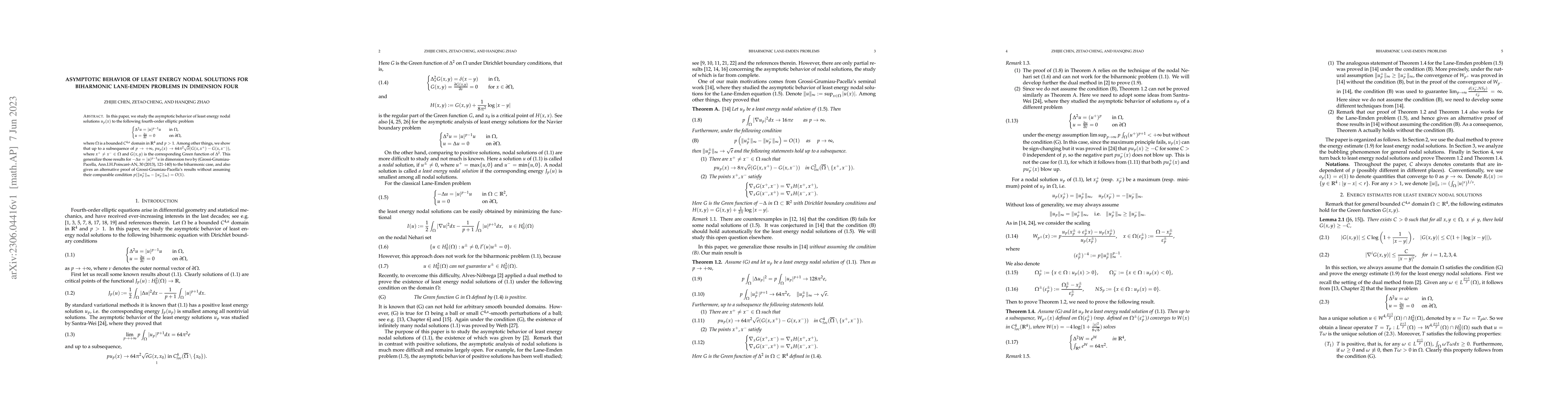 Thumbnail for Asymptotic behavior of least energy nodal solutions for biharmonic
  Lane-Emden problems in dimension four