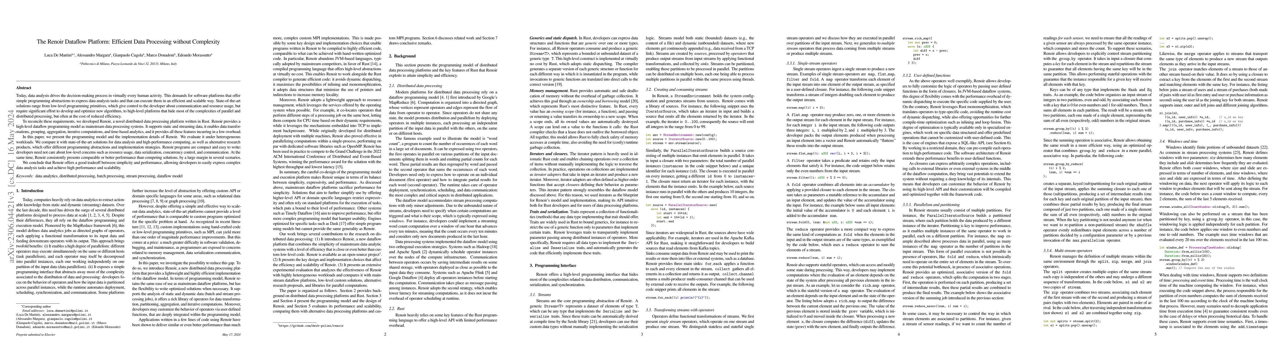Thumbnail for The Renoir Dataflow Platform: Efficient Data Processing without
  Complexity