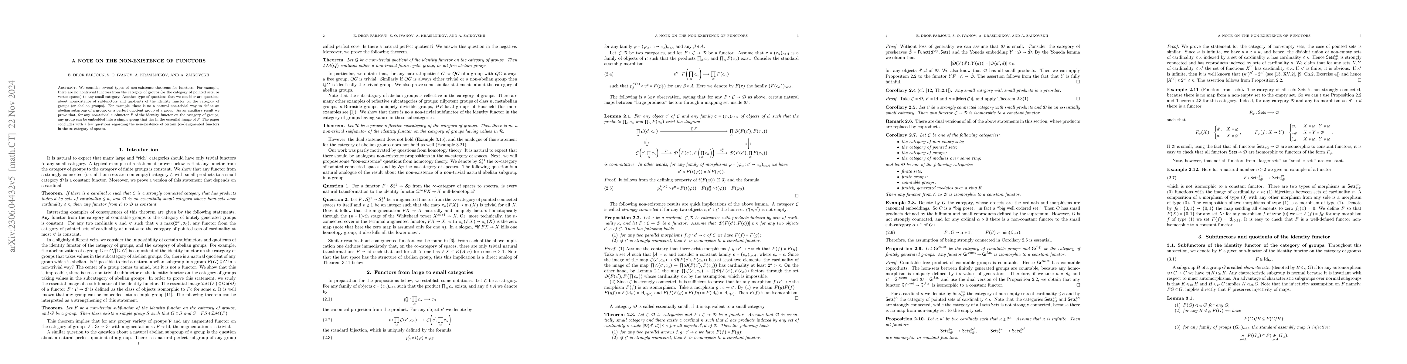 Thumbnail for A Note on the Non-Existence of Functors