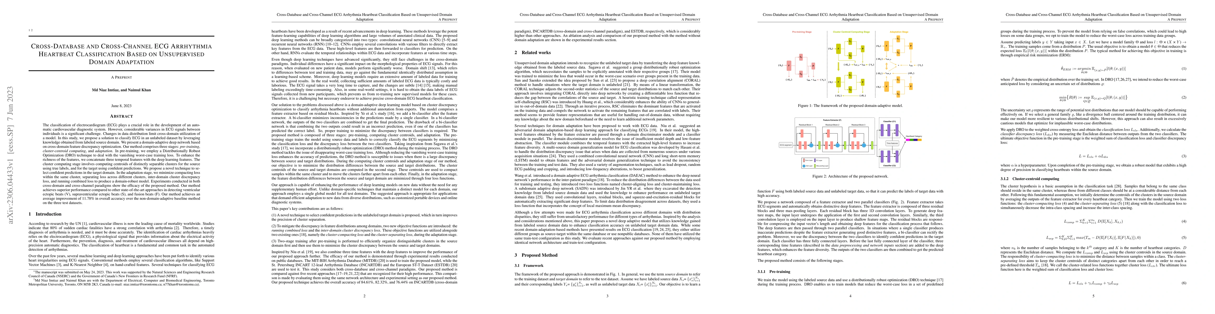 Thumbnail for Cross-Database and Cross-Channel ECG Arrhythmia Heartbeat Classification
  Based on Unsupervised Domain Adaptation