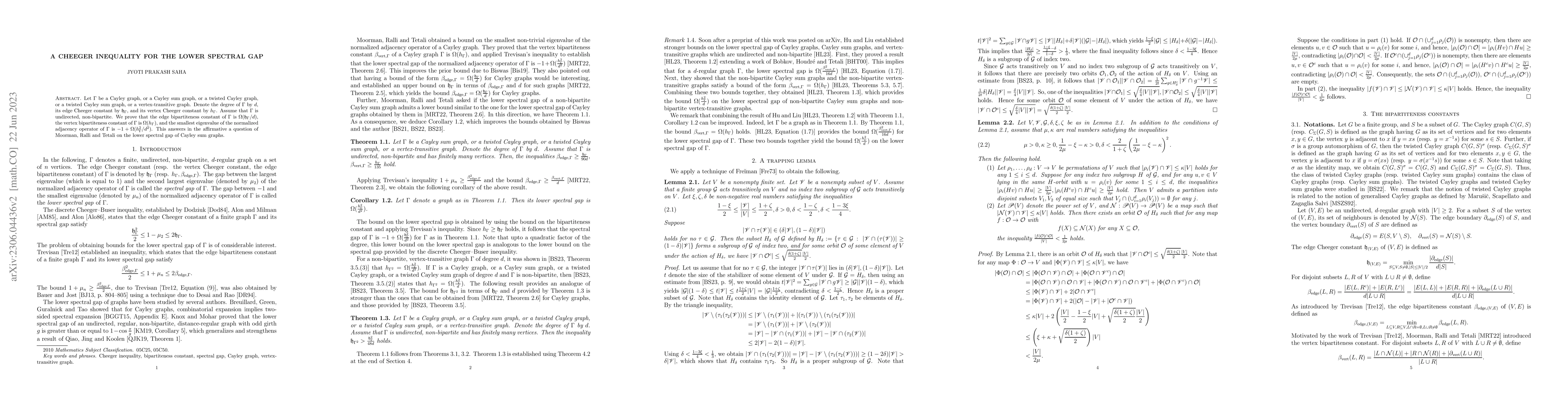 Thumbnail for A Cheeger inequality for the lower spectral gap