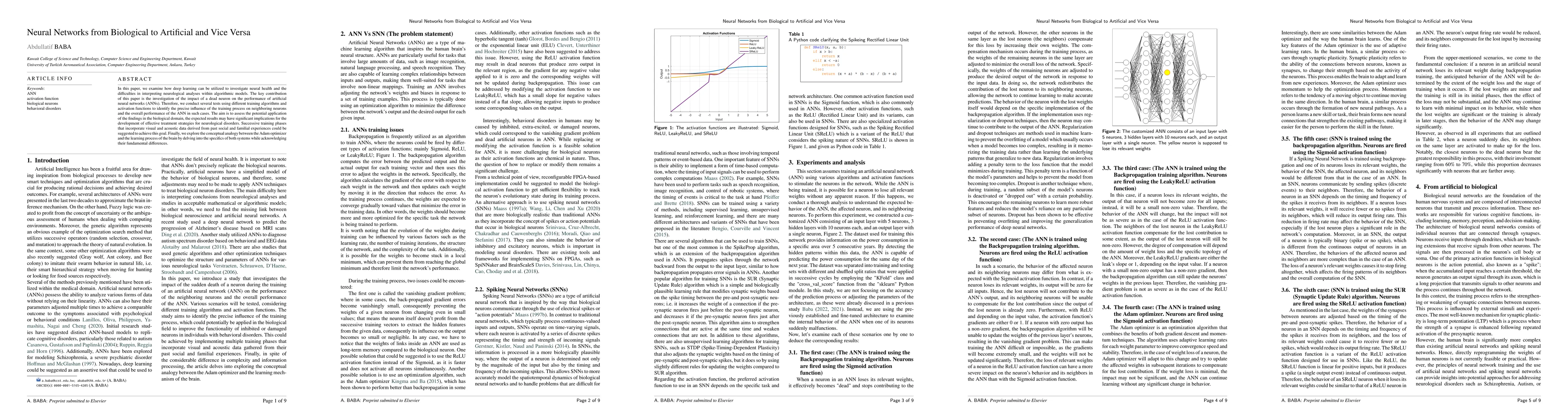Thumbnail for Neural Networks from Biological to Artificial and Vice Versa
