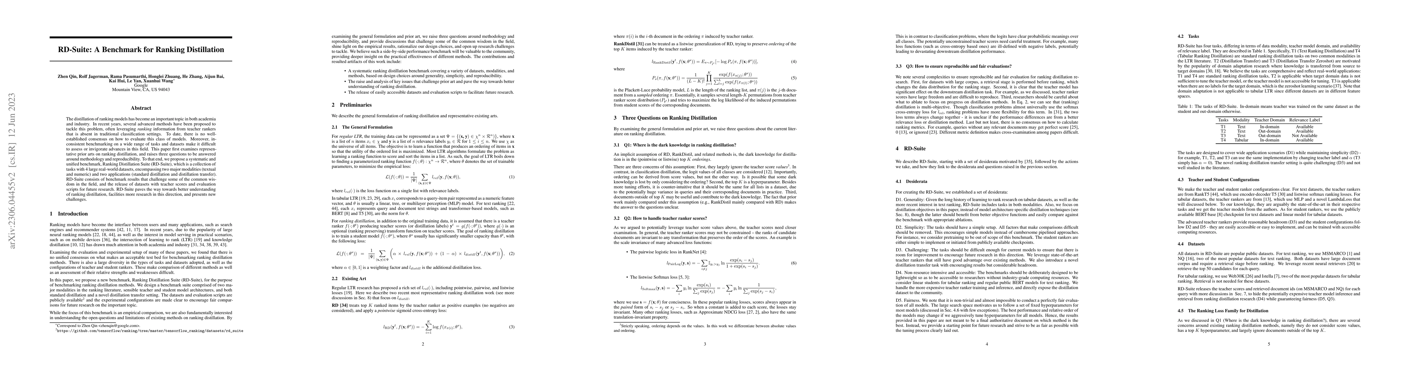 Thumbnail for RD-Suite: A Benchmark for Ranking Distillation