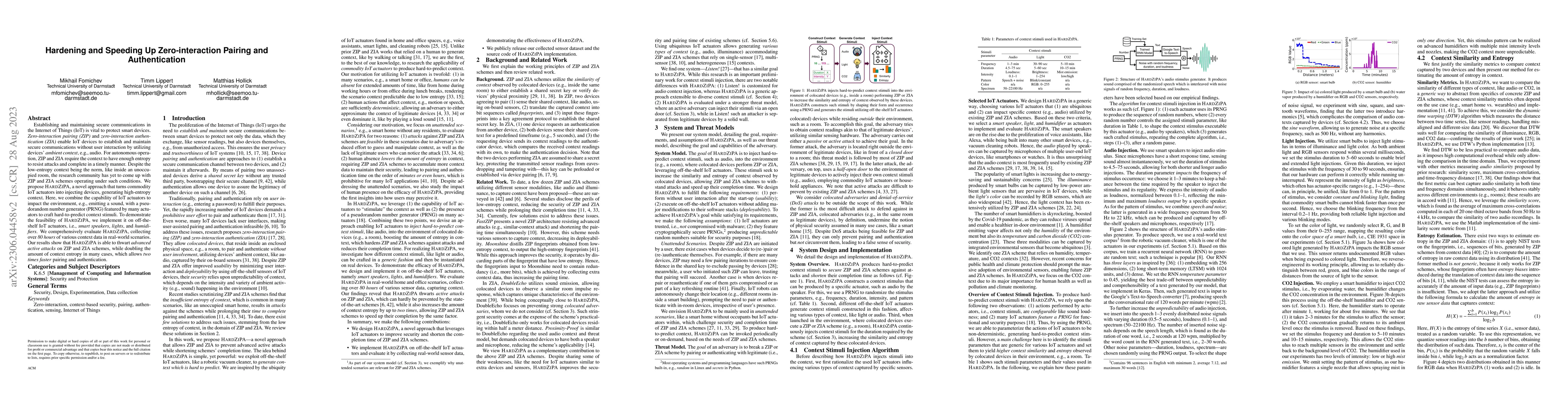 Thumbnail for Hardening and Speeding Up Zero-interaction Pairing and Authentication