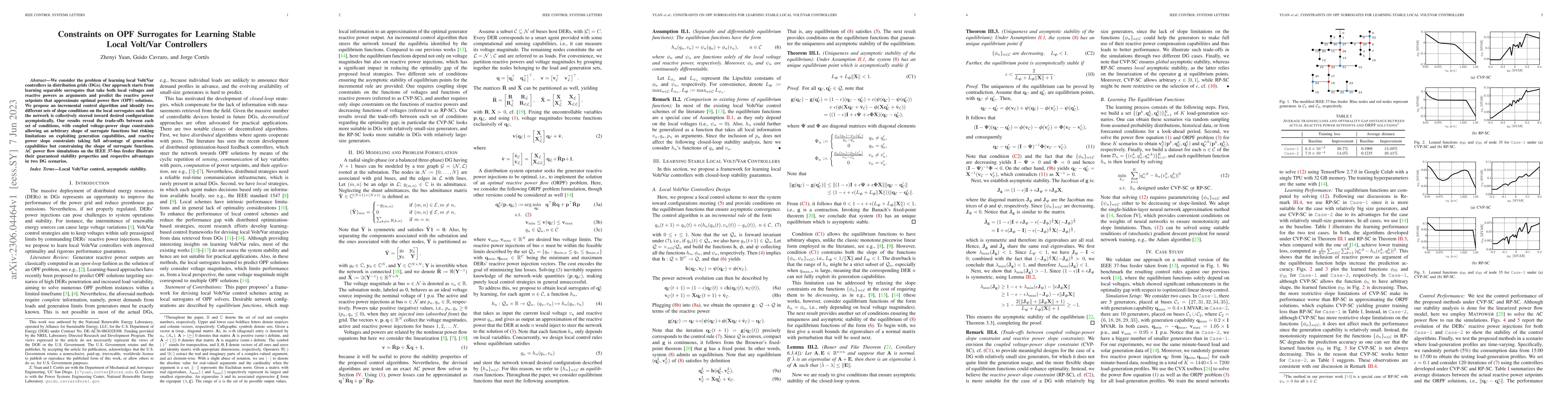 Thumbnail for Constraints on OPF Surrogates for Learning Stable Local Volt/Var
  Controllers