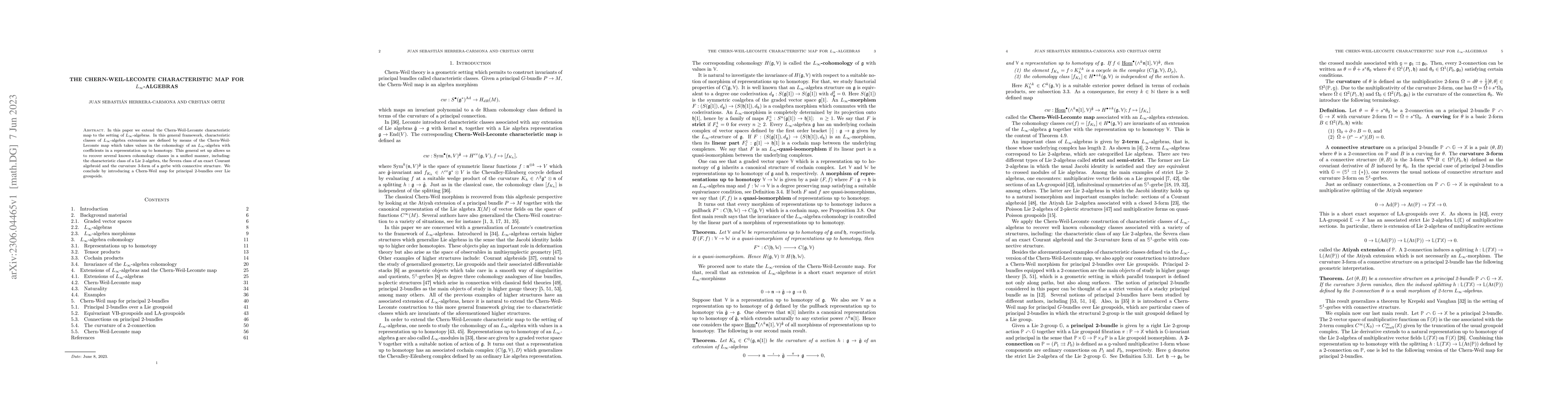 Thumbnail for The Chern-Weil-Lecomte characteristic map for $L_{\infty}$-algebras