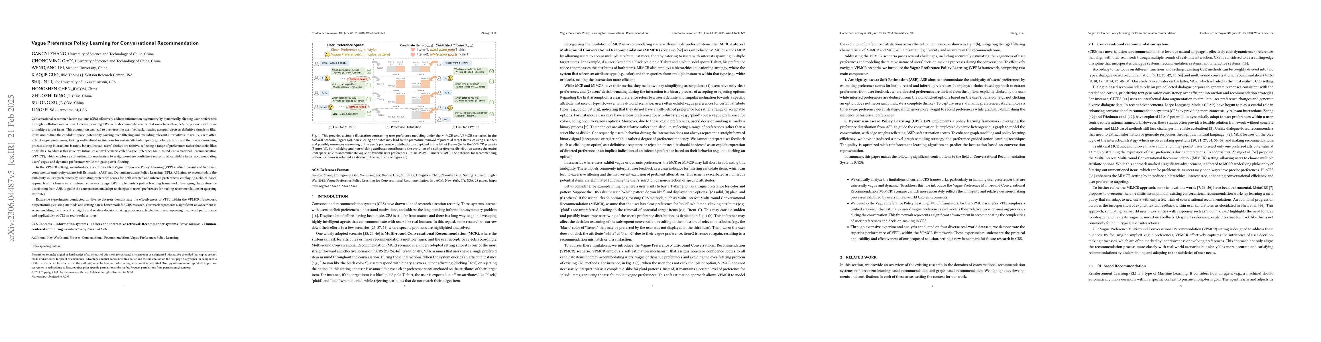 Thumbnail for Adaptive Vague Preference Policy Learning for Multi-round Conversational
  Recommendation