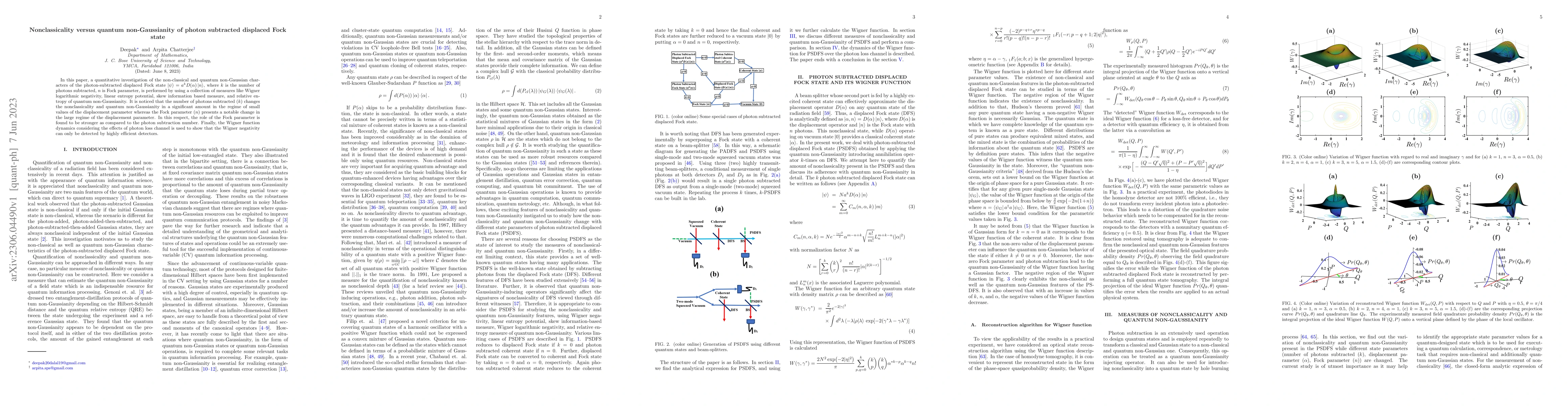 Thumbnail for Detecting Nonclassicality and quantum non-Gaussianity of photon
  subtracted displaced Fock state