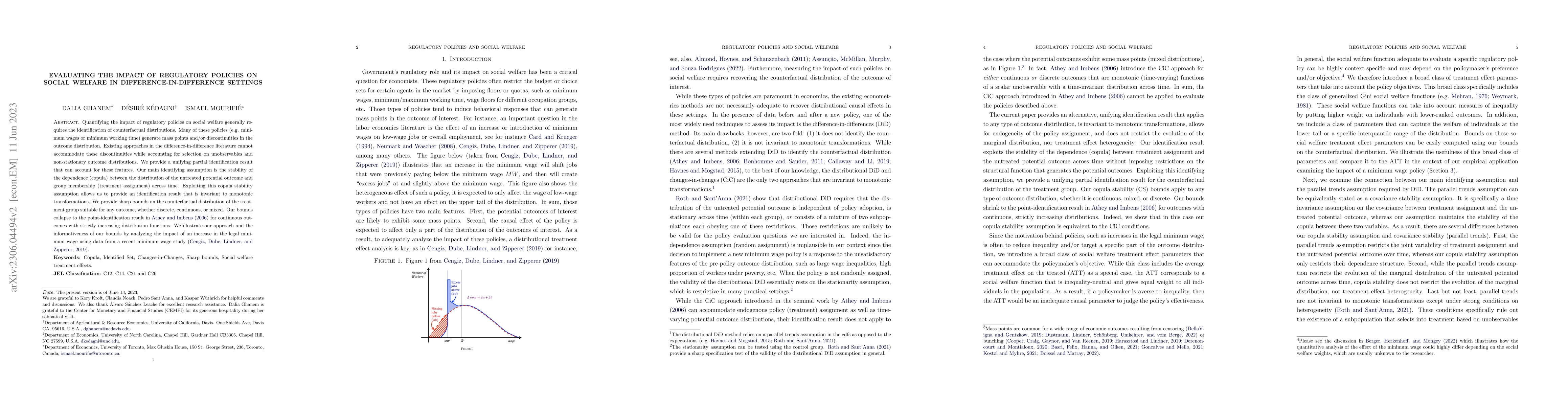 Thumbnail for Evaluating the Impact of Regulatory Policies on Social Welfare in
  Difference-in-Difference Settings