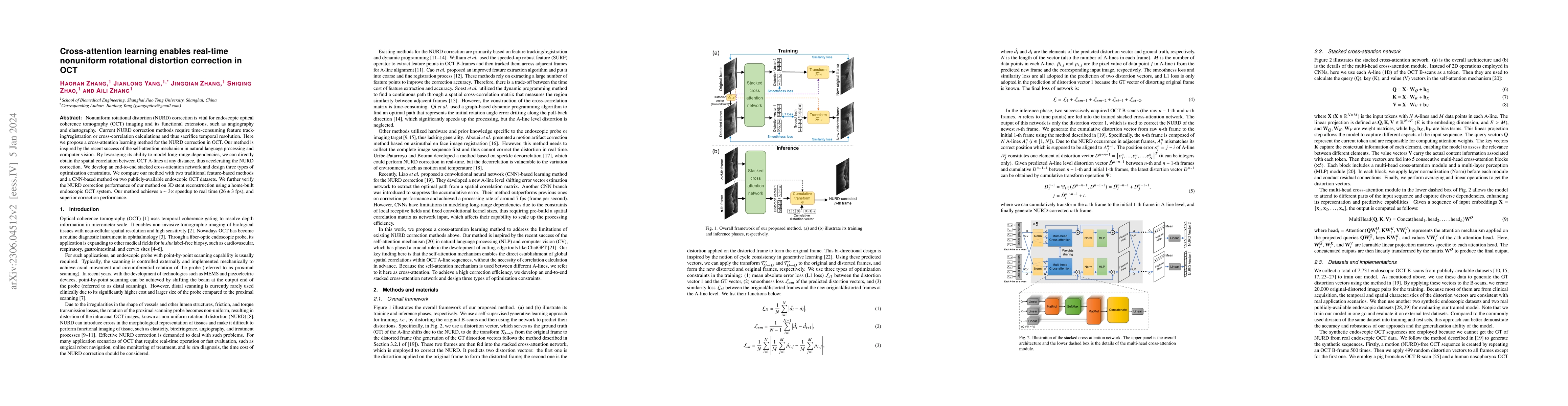 Thumbnail for Cross-attention learning enables real-time nonuniform rotational
  distortion correction in OCT