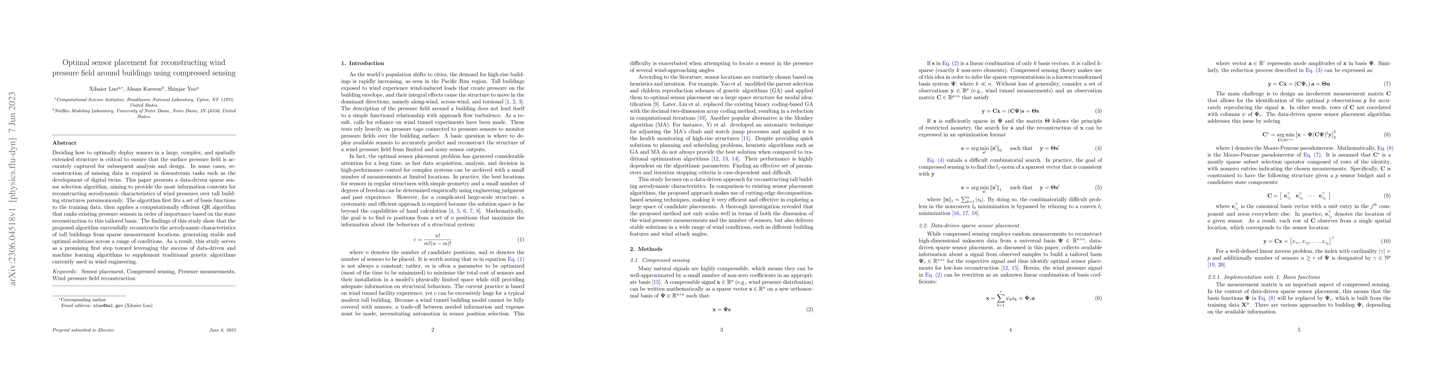 Thumbnail for Optimal sensor placement for reconstructing wind pressure field around
  buildings using compressed sensing