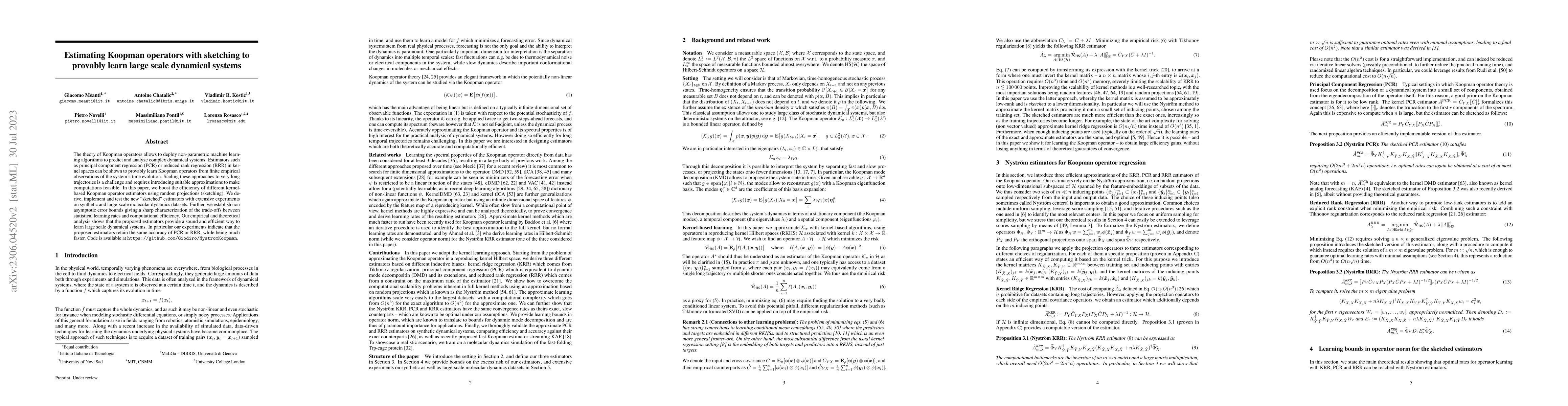 Thumbnail for Estimating Koopman operators with sketching to provably learn large
  scale dynamical systems