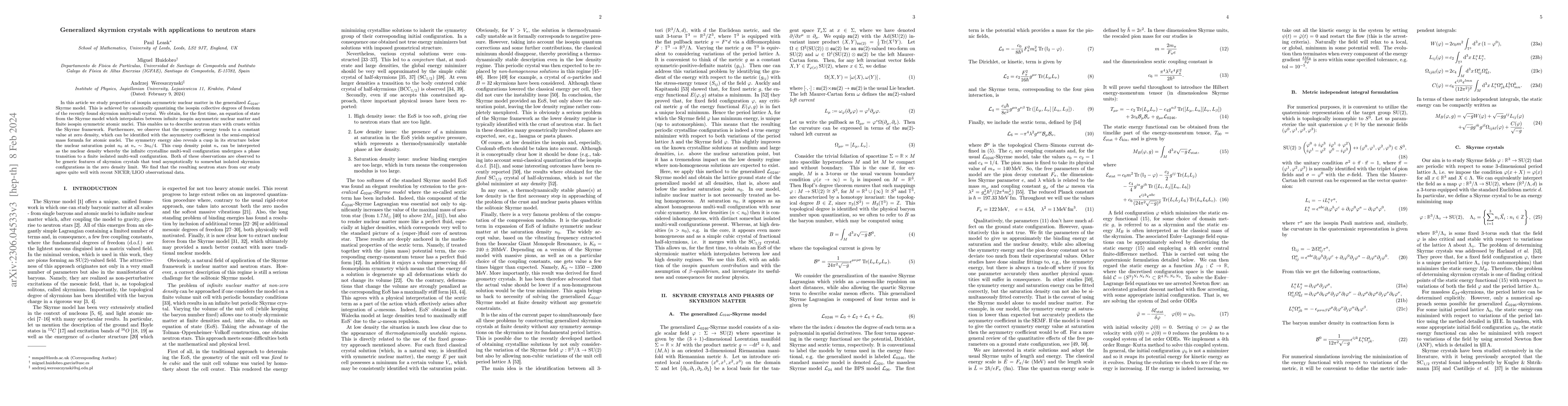 Thumbnail for Generalized skyrmion crystals with applications to neutron stars