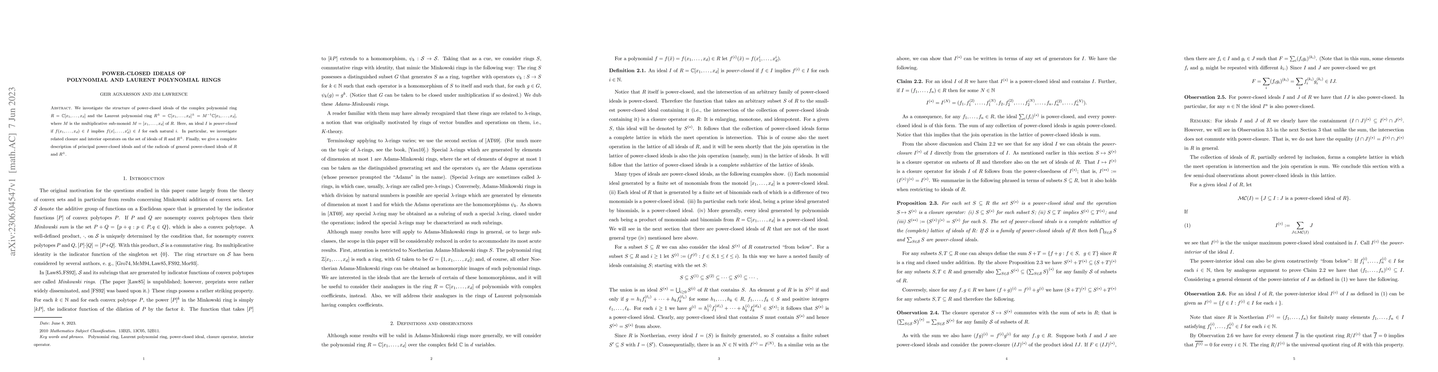 Thumbnail for Power-closed ideals of polynomial and Laurent polynomial rings