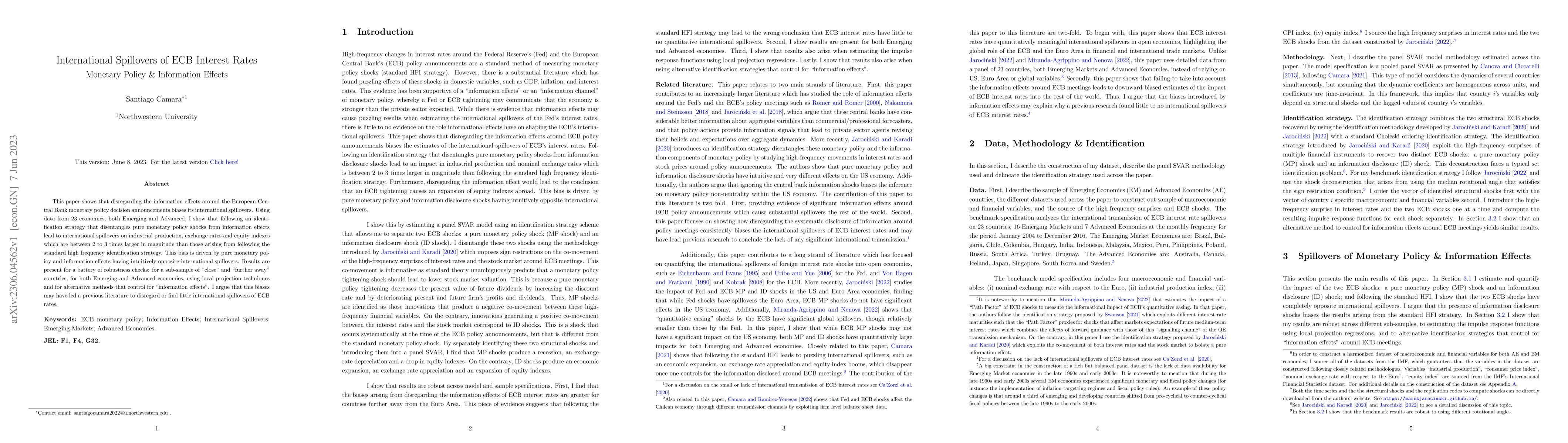 Thumbnail for International Spillovers of ECB Interest Rates: Monetary Policy &
  Information Effects