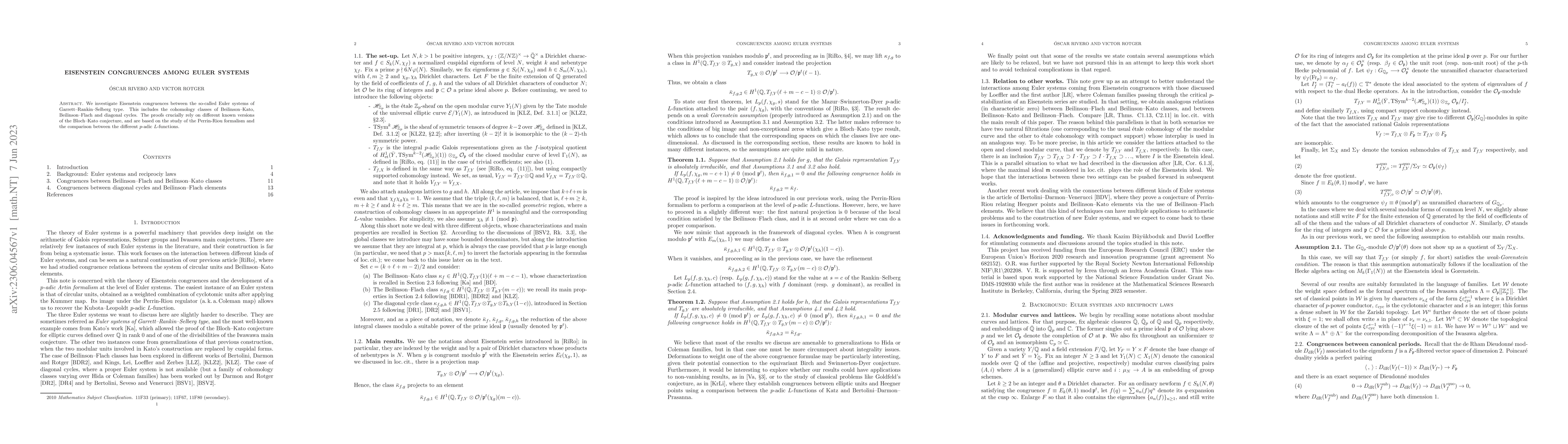 Thumbnail for Eisenstein congruences among Euler systems