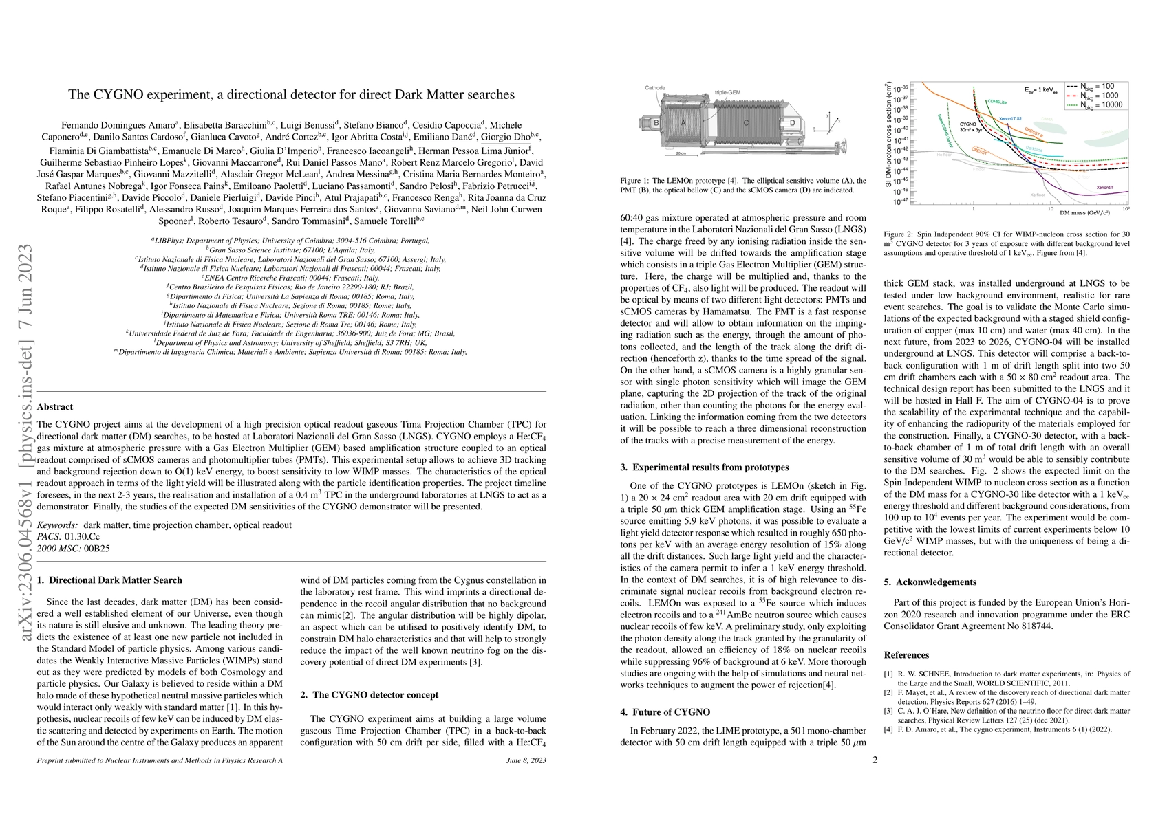 Thumbnail for The CYGNO experiment, a directional detector for direct Dark Matter
  searches