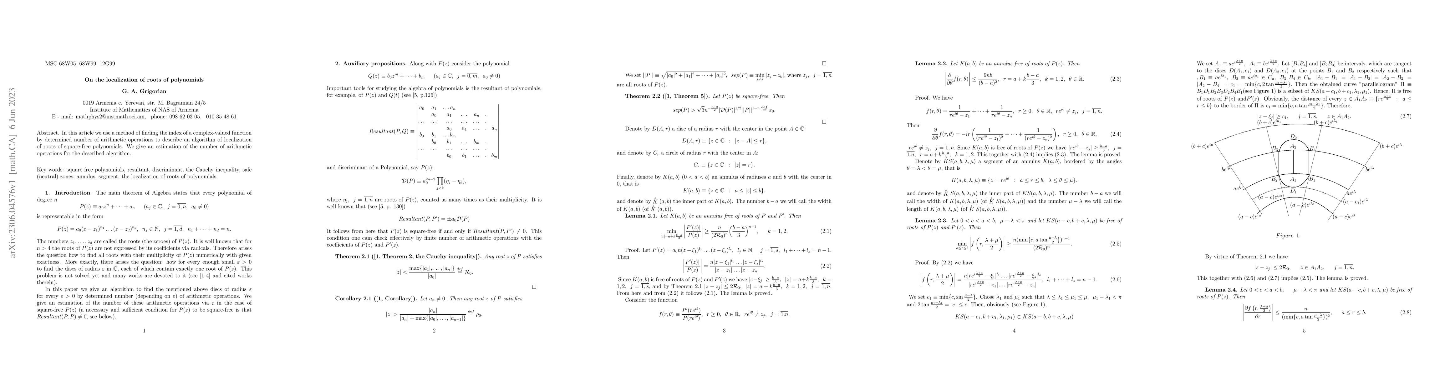 Thumbnail for On the localization of roots of polynomials