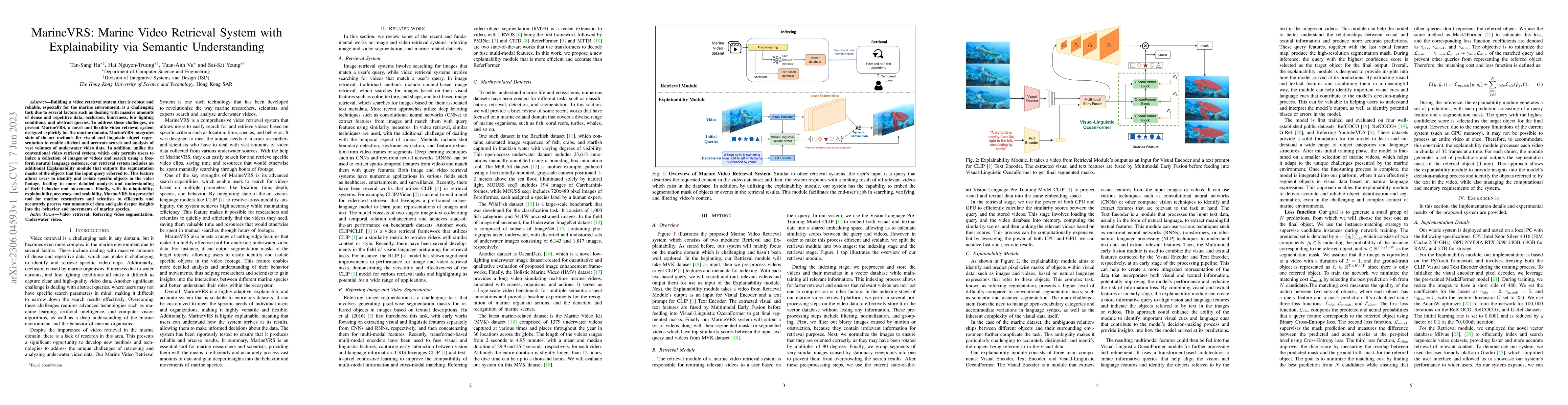 Thumbnail for MarineVRS: Marine Video Retrieval System with Explainability via
  Semantic Understanding