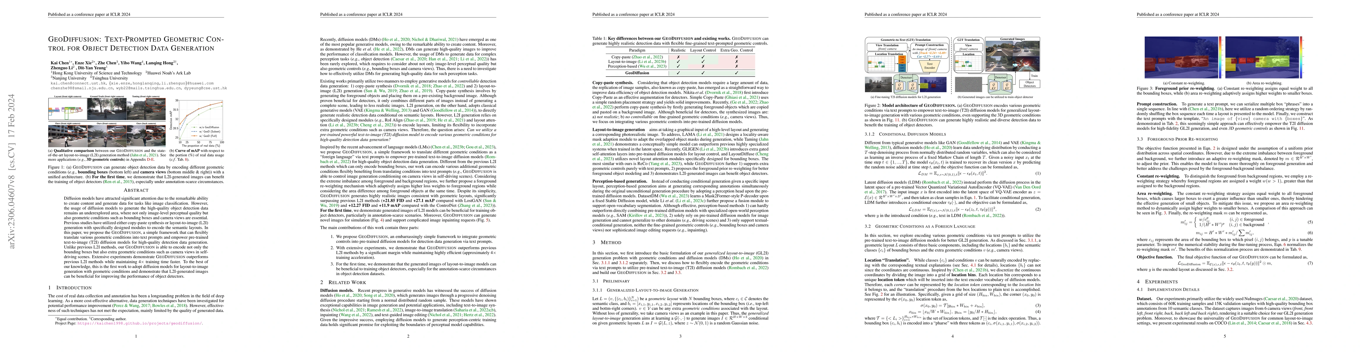 Thumbnail for GeoDiffusion: Text-Prompted Geometric Control for Object Detection Data
  Generation