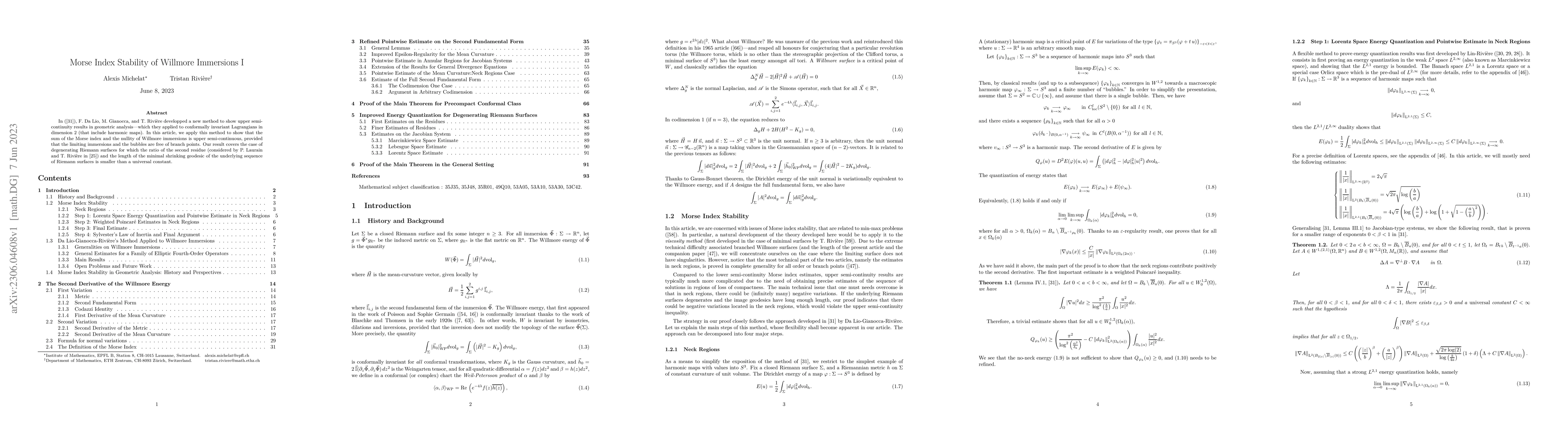 Thumbnail for Morse Index Stability of Willmore Immersions I