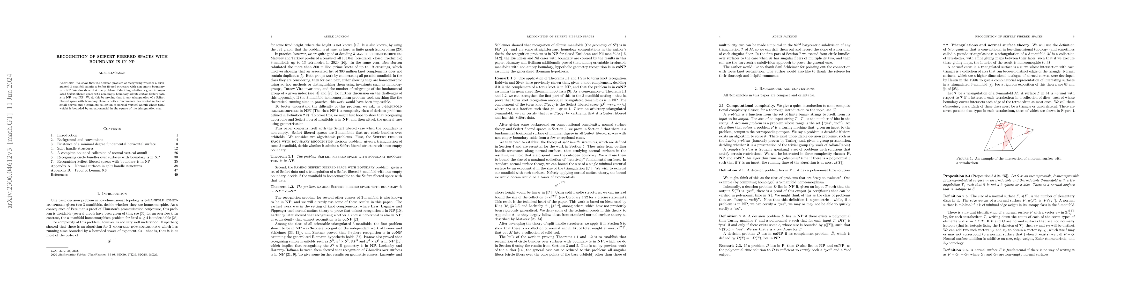 Thumbnail for Recognition of Seifert fibered spaces with boundary is in NP